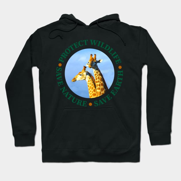 Wildlife Conservation Earth Day Giraffes Hoodie by PathblazerStudios